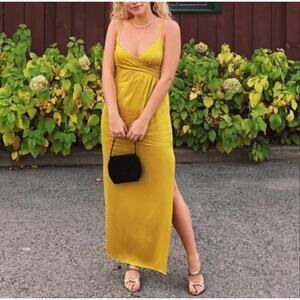 REVOLVE NBD Saanvi Maxi Gown Retail$228 V Neck Mustard Yellow Size S NWT